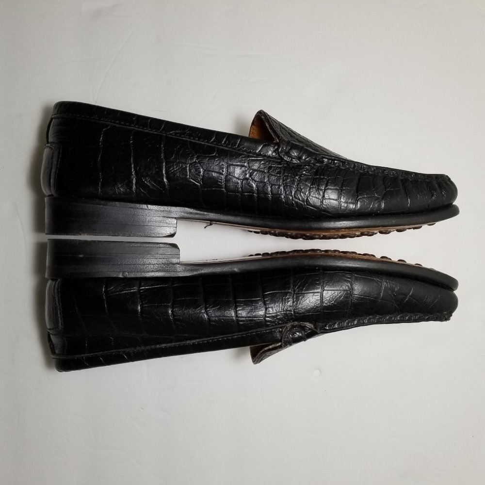Womens L.L. Bean Loafers black size 6.5 faux croc - Picture 5 of 8